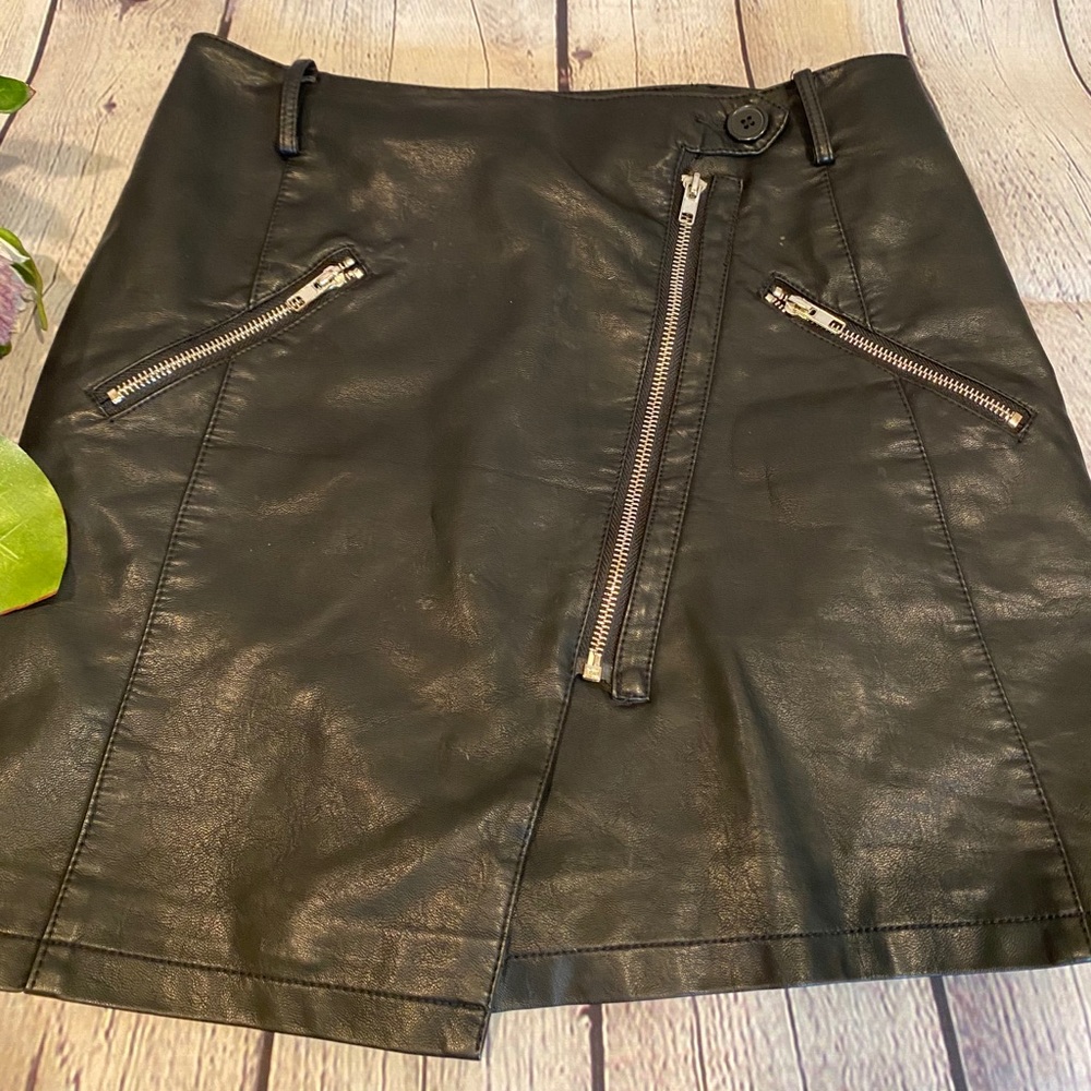 Black Faux leather skirt